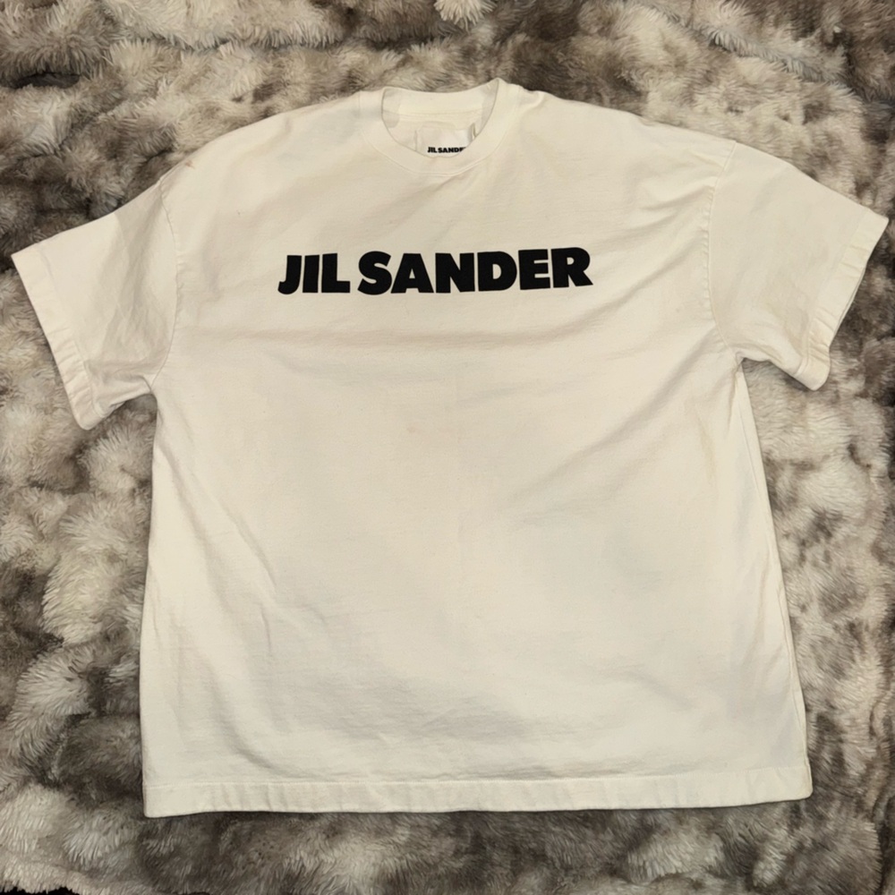 Jil Sander White Short-Sleeve Tee with Black Logo